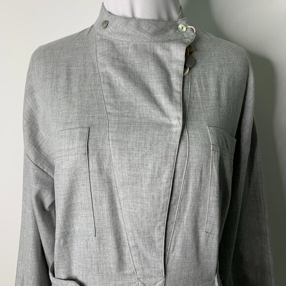 NWT Bohelle Women's Gray Long Sleeve Midi Mock Neck Cotton Dress Size 42 / M - Picture 2 of 15